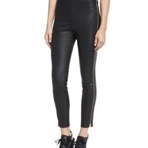 Rag & Bone Chatel Black Side Zip Leather Crop Pant